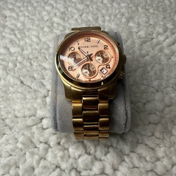 Michael Kors Women’s Gold-Tone Chronograph Watch with Rose Gold Dial - Picture 2 of 2